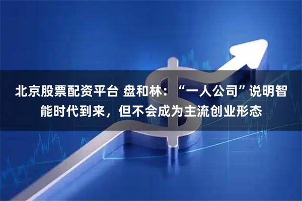 北京股票配资平台 盘和林:“一人公司”说明智能时代到来,但不会成为主流创业形态